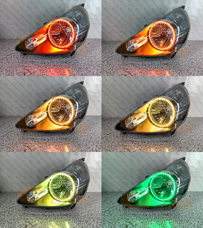 For Honda Fit Jazz GD 2002 2003 2004 2005 2006 2007 2008 Bluetooth App Ultra Bright Multi Color RGB LED Angel Eyes Halo Rings