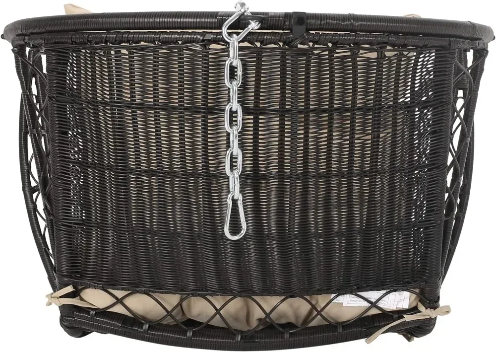 Outdoor/Indoor Wicker Hanging Chair with Cushion (Stand Not Included)
