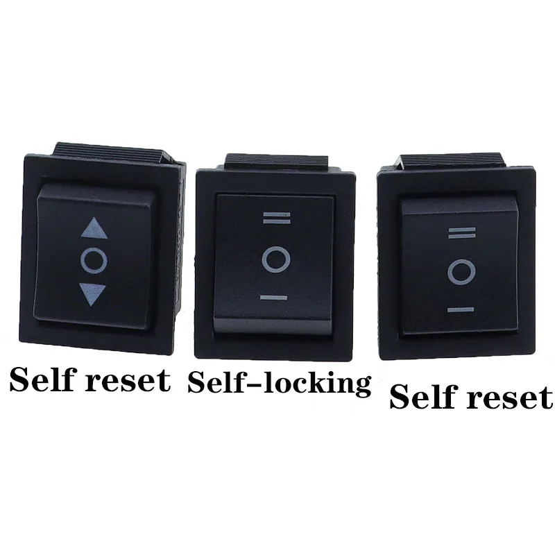 1PCS KCD4 25X31mm Black Rocker Switch 6 Pin 3 Position ON-OFF-ON Double Reset/Latch Switch 16A 250V 20A 25A 125VAC