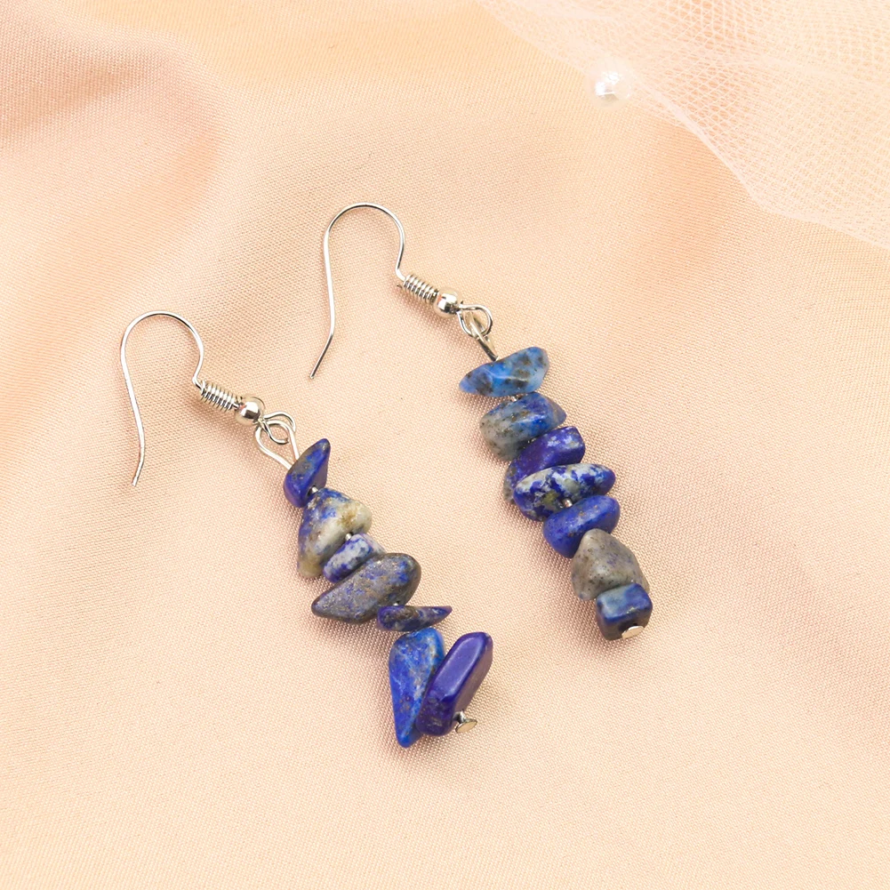 Irregular Natural Crystal Stone Long Size Earrings Healing Meditation Calm Exorcism Earrings Clip Women's Jewelry Accessories
