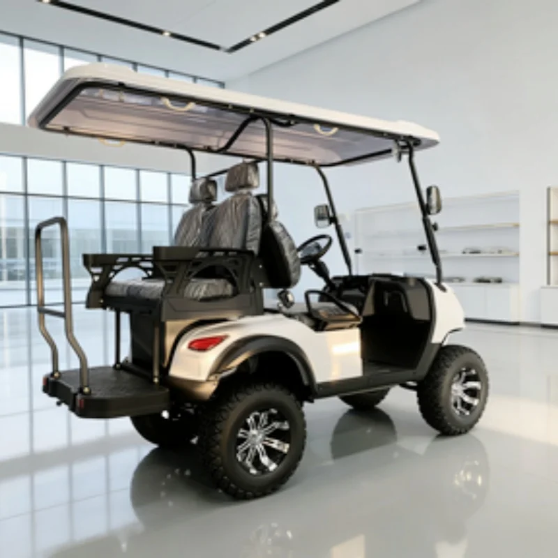Long Range Golf Cart 14 Inch Tire Family Electric Golf Cart Chair Leather With Headrest With Touchscreen Multimedia Player