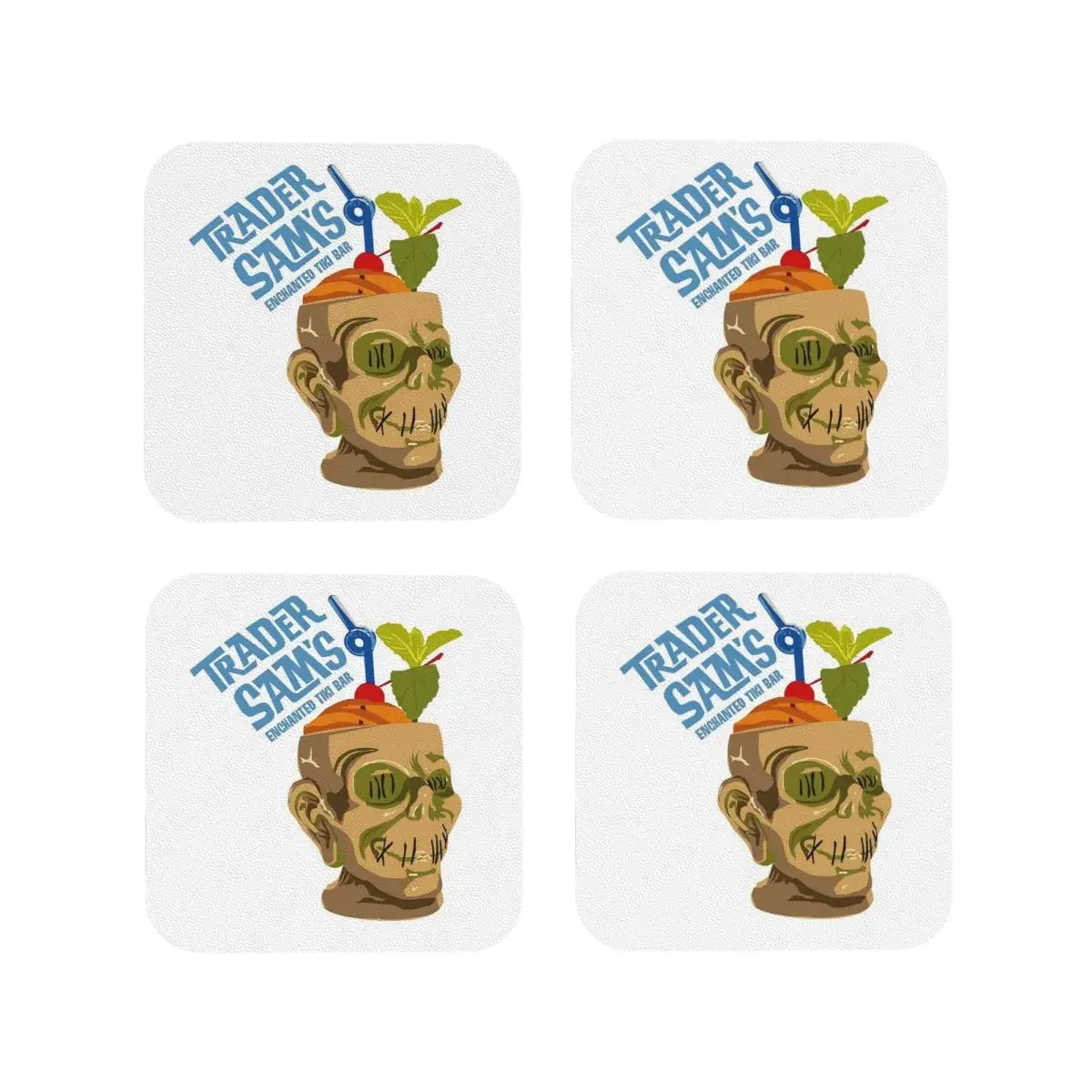 Tiki B Coasters Kitchen Placemats Waterproof Insulation Cup Coffee Mats For Decor Home Tableware Pads Set of 4