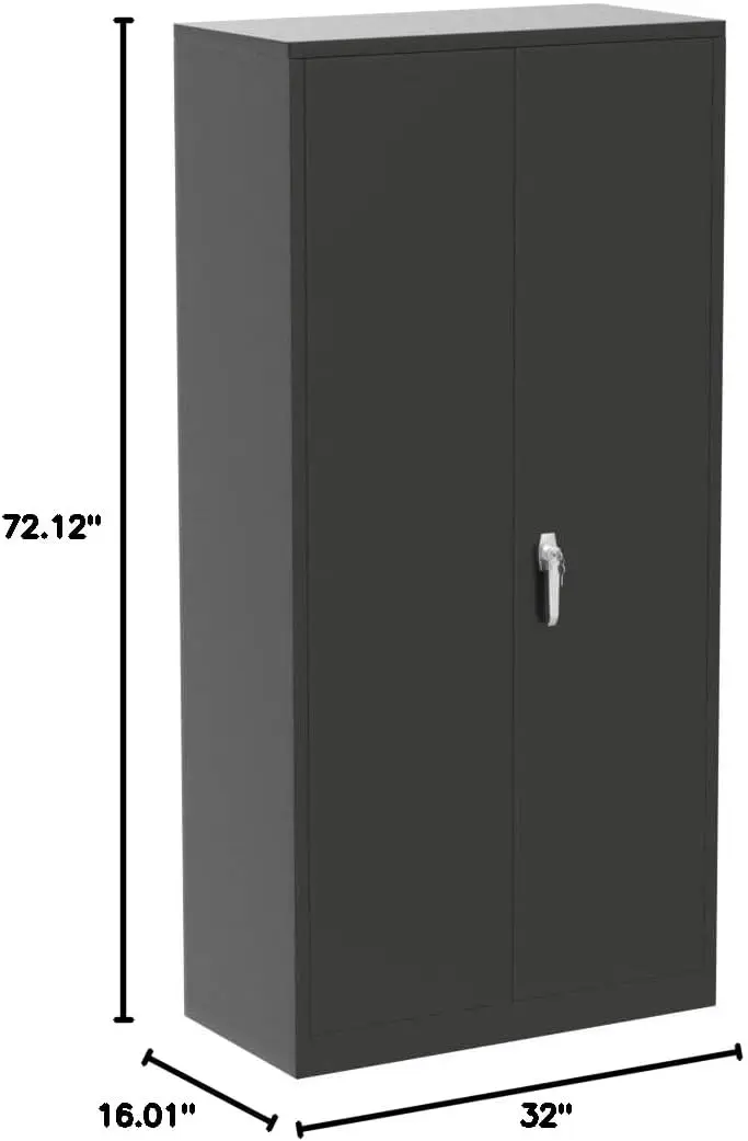 Imagem -03 - Garagem Steel Locking Cabinet Armário de Armazenamento com Portas Prateleiras Ajustáveis Alto Lockable Arquivo e Ferramenta 72 Preto