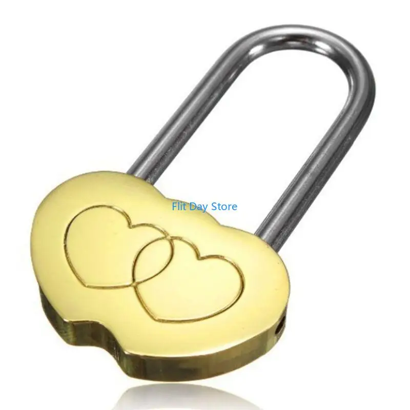 F92C Padlock Engraved Double Heart Love Lock Valentines Anniversary Day Gifts Couple Christmas Gift