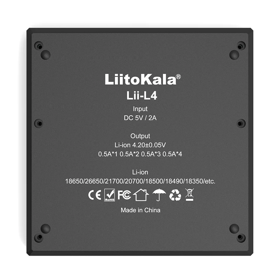 LiitoKala Lii-L4 3.7V 18650 Rechargeable Lithium Battery Charger For 18500 18650 26650 21700 Batteries US EU UK Plug