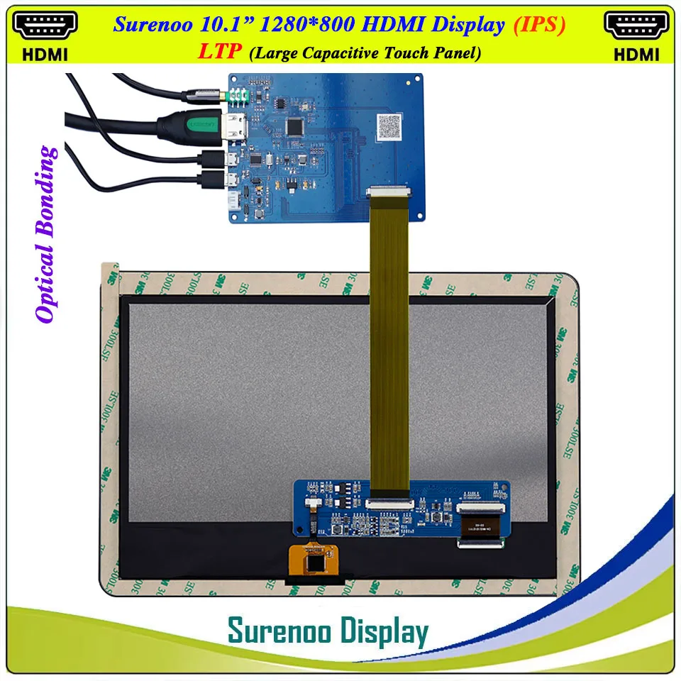 Módulo LCD Compatible con HDMI, Monitor de pantalla IPS, Panel táctil capacitivo USB, Audio para Raspberry Pi, 10,1 pulgadas, 1280x800