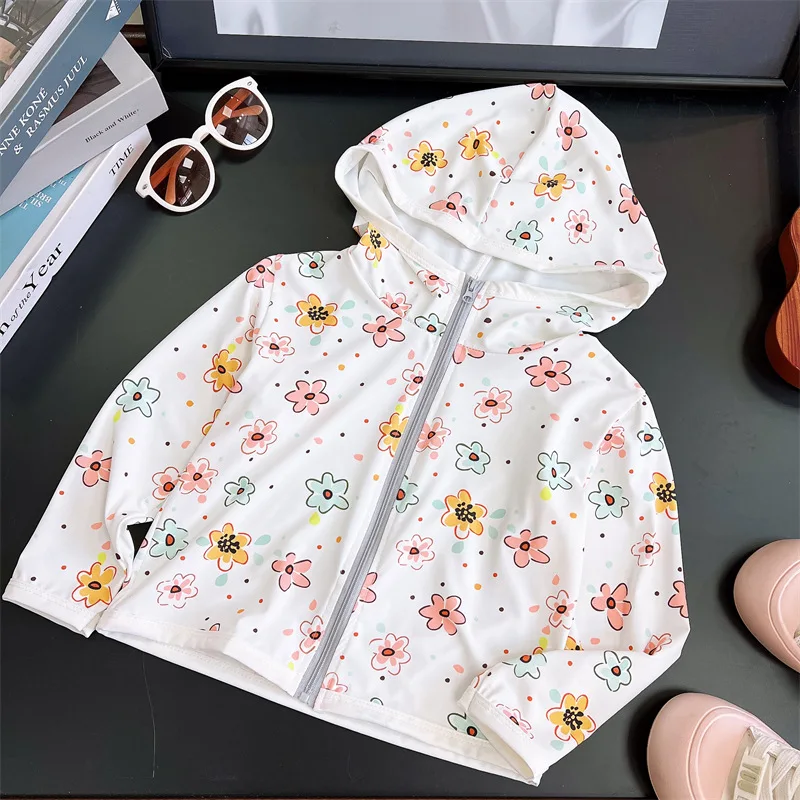 Boys Girls Summer Thin Sun-protective Jacket Baby Breathable Hooded Cute Cartoon Print Lightweight Coat Casual Jackets Outerwear