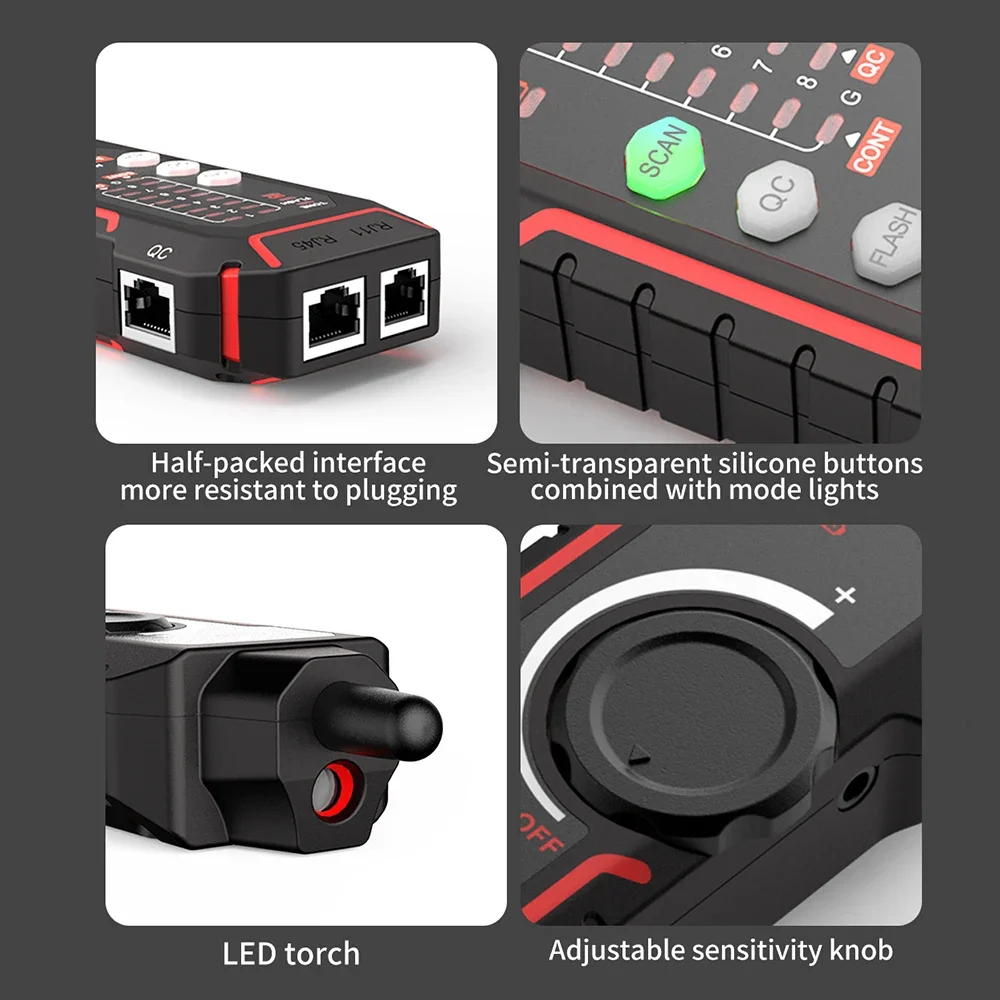 Imagem -06 - Noyafa-alta Baixa Tensão Cabo Tester Lan Network Cabo Tester Line Finder Wire Locator Alta Qualidade Nf802 Rj11 Rj45 Cat5 Cat6