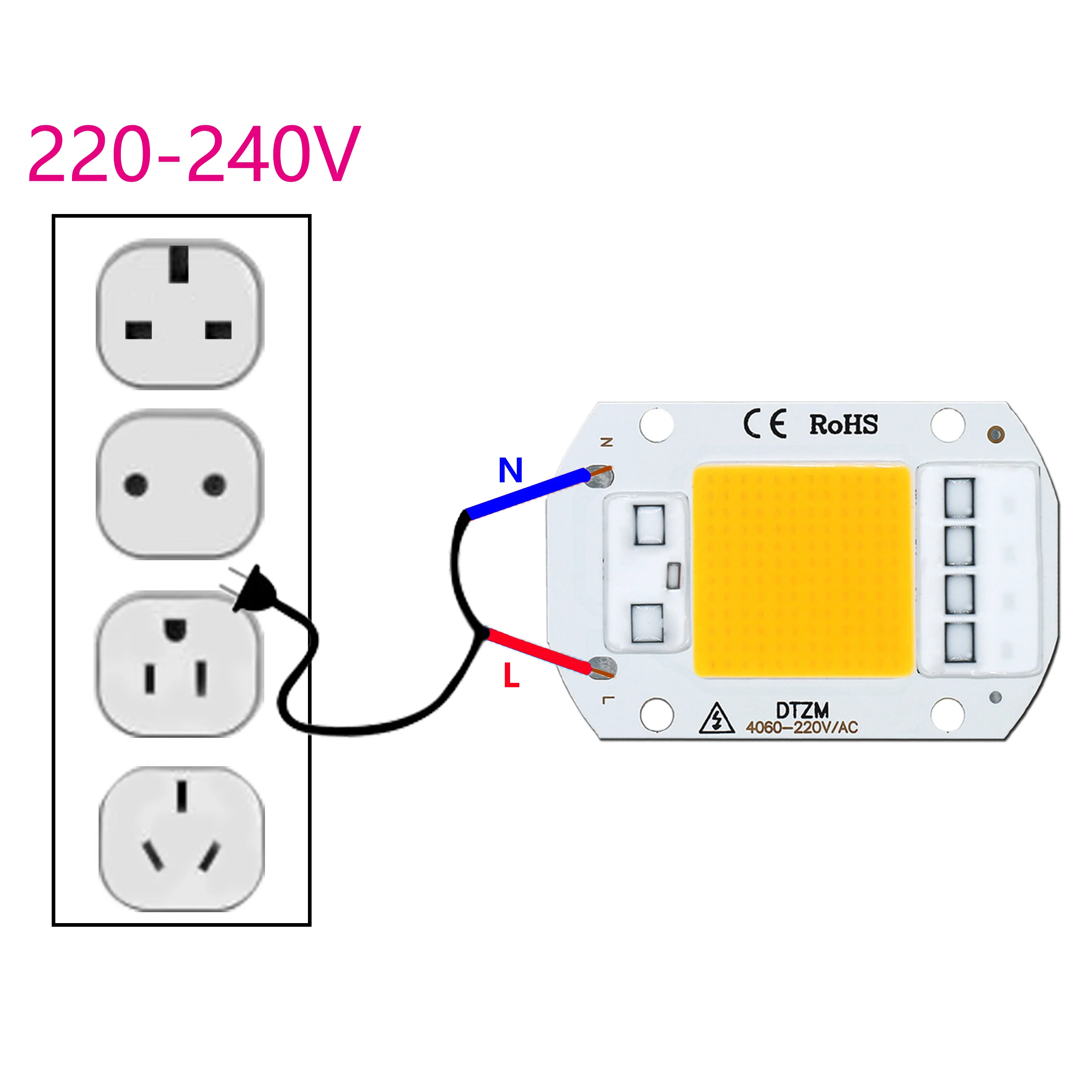 

светодиодные лампы COB 220 В 50 Вт Светодиодная лампа высокой мощности 10 Вт 20 Вт 30 Вт Лампы 220 В Светодиодная матрица Для наружного использования в помещении Прожектор Белый