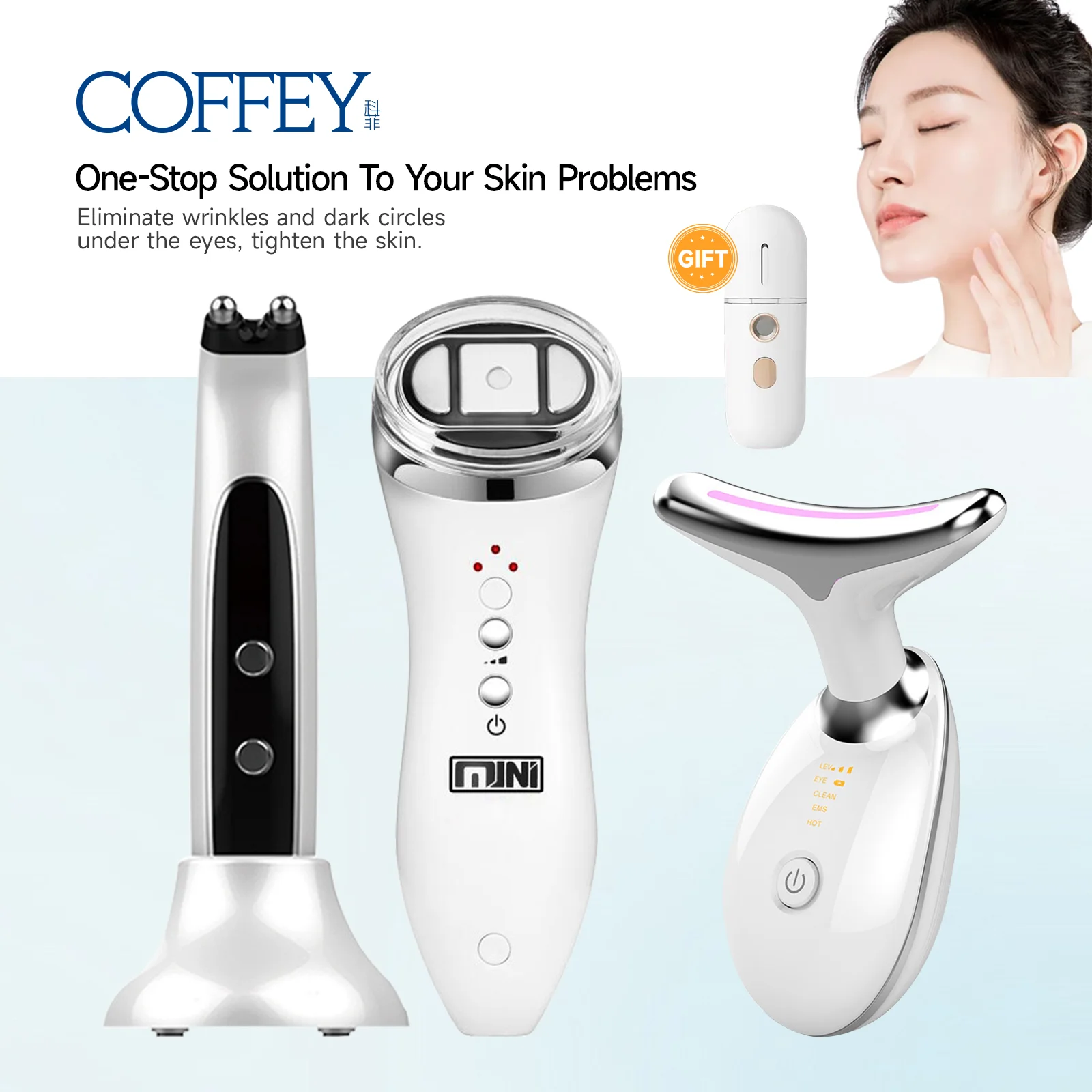 

Face Lift Tool EMS Wrinkle Removal RF Double Chin Remover Electric Eye Massager Spa Ultrasonic Beauty Facial Care Tool Skin Care