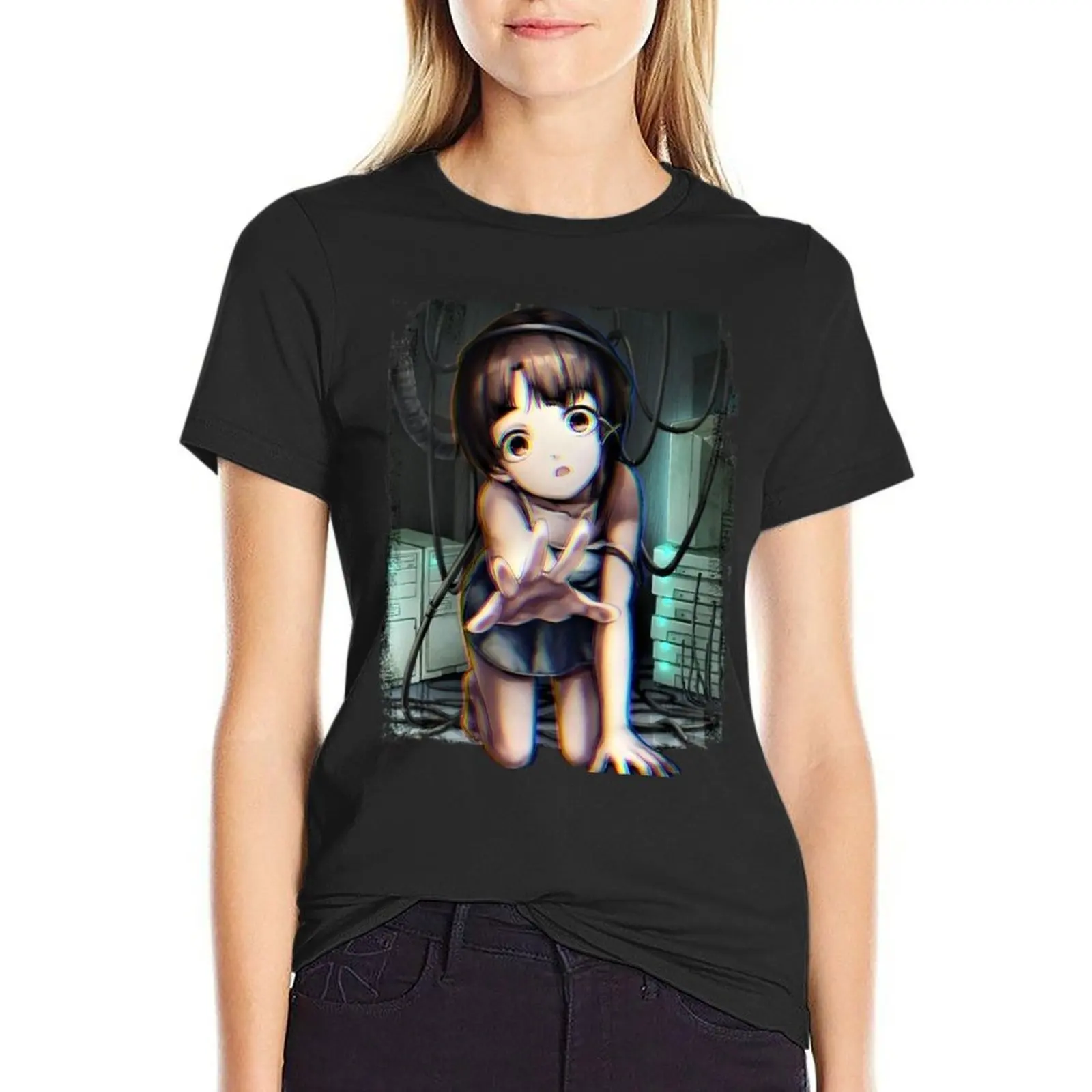 

Lain Iwakura - Serial Experiments Lain T-Shirt animal print lady clothes cute tops summer clothes t shirts for Womens