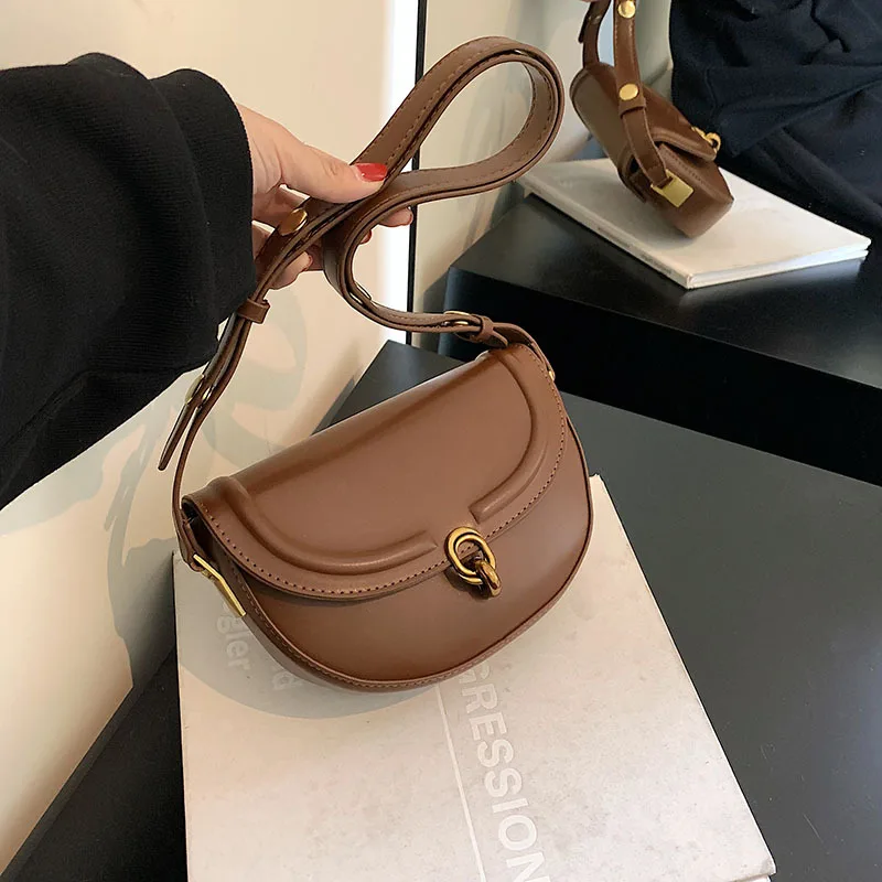 Saddle Small Crossbody Bags For Women 2023 Trend Luxury Designer PU Leather Shoulder Bag Ladies Underarm Handbags And Purses