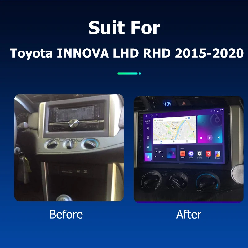 9'' Android 12.0 Car Radio for Toyota INNOVA LHD RHD 2015-2020 GPS Navigation Multimedia Player Carplay Stereo Head Unit