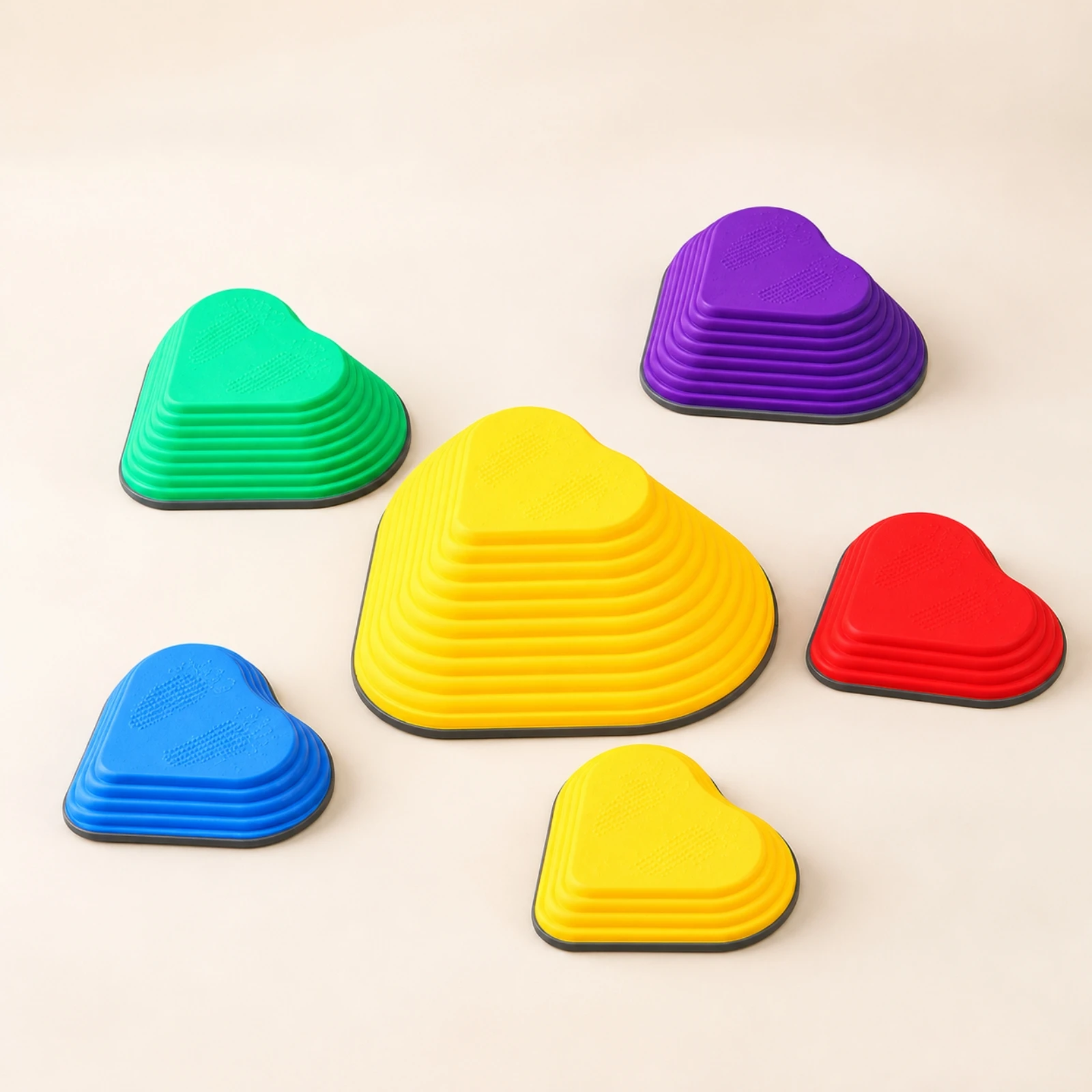 6 Pieces Plastic Stepping Stones with Textured Surface Tactile Stackable Balance Stepping Stones for Preschoolers, Preschools