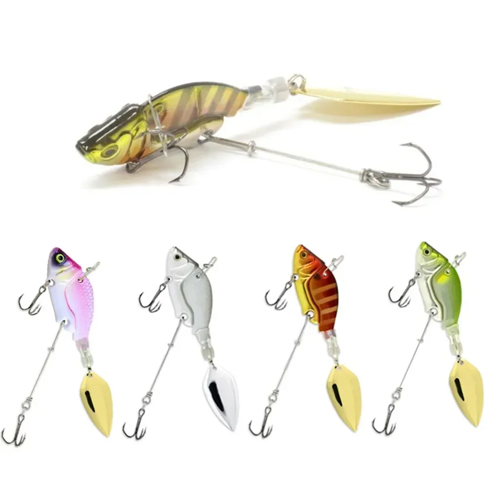 2Pcs Spinner Bait Metal VIB Jig Fishing Lures Spin Rotating Tail Spoon Wooblers for Pike Perch Vibration Chatterbait Japanese