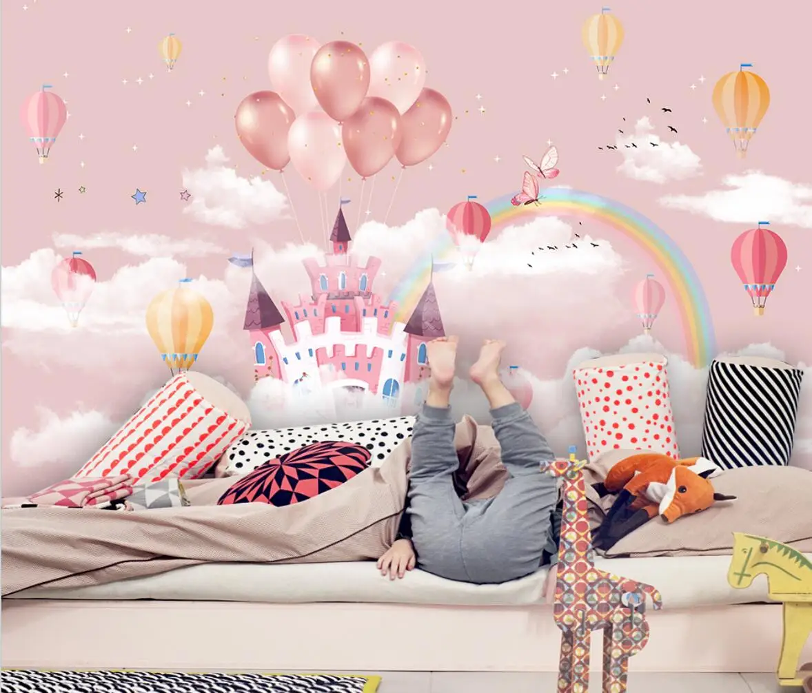 custom Photo balloon Wallpaper Modern TV Background cartoon castle wallpapers for children's room bedroom wall papers home decor