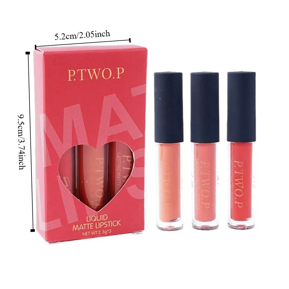 Ensemble de rouge à lèvres liquide mat imperméable, longue durée, antiadhésif, teinte mate, hydrate, velours, brillant, maquillage pour les lèvres, 3 pièces