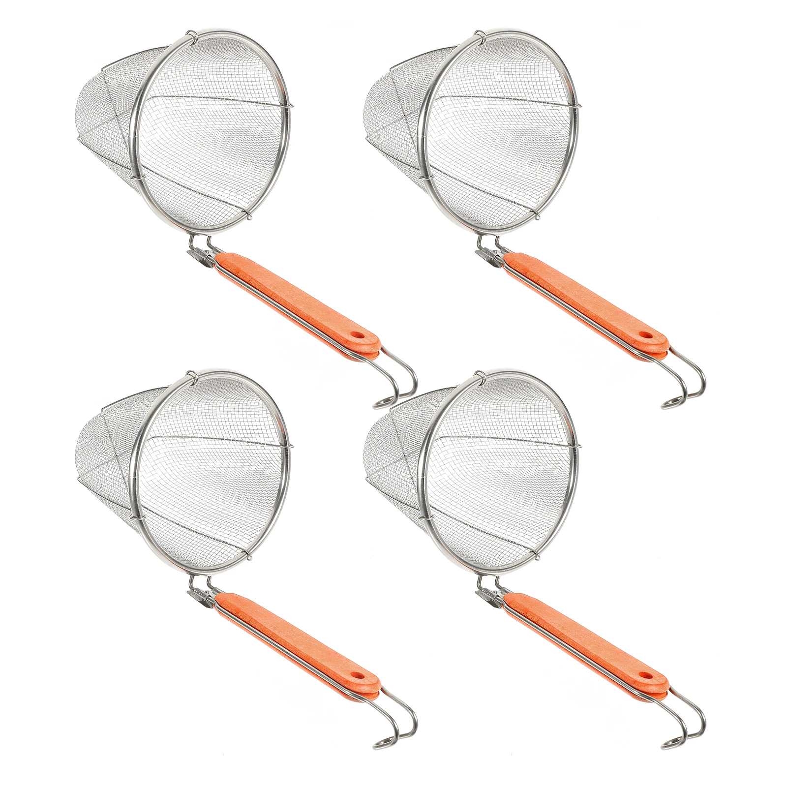 

4Pcs Noodle Strainer Stainless Steel Mesh Colander Basket Wood Handle Kitchen Cooking Pasta Strainer Spoon Practical