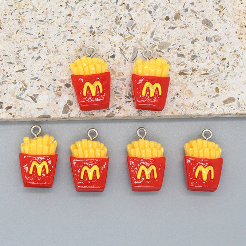 10pcs/pack Cute 3D Small Potato Chips Resin Charms Double Sided Potato Chips Food Pendants For Earring Keychain Jewelry Make DIY