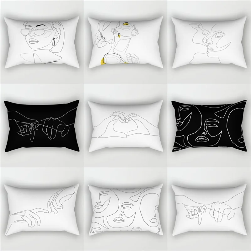 Nordic Ins-style Abstract Geometric Lumbar Pillow | Rectangular Living Room Sofa Cushion | Birthday Gift for Office Use