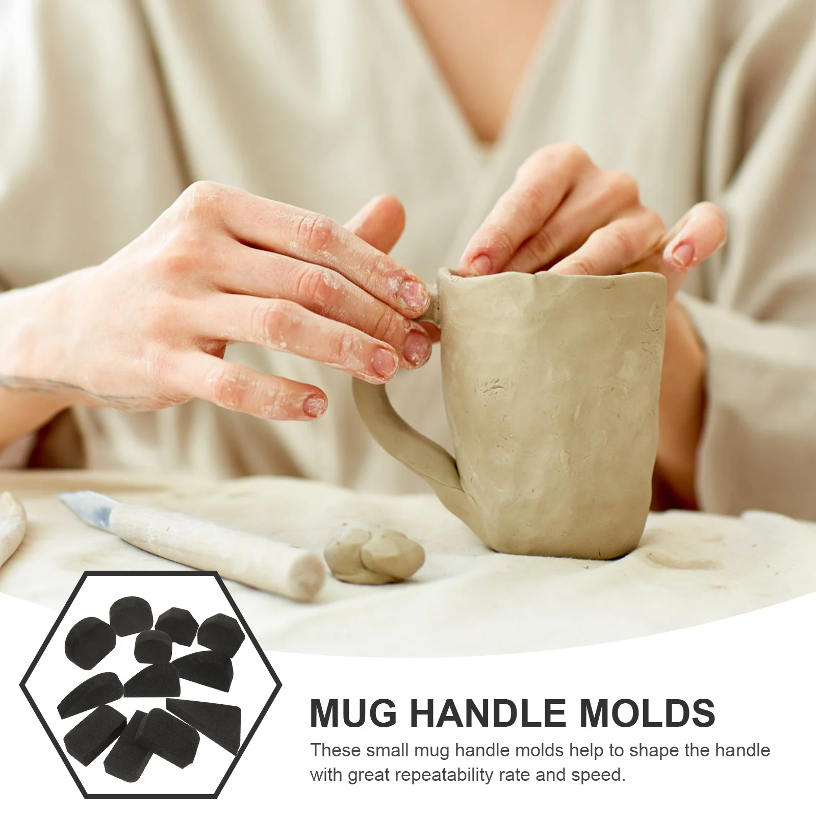 

12Pcs Clay Cup Handle Molds High Grade DIY Mold Efficient Handle Making Form for Pottery Mug Accessories Mug Making Tools