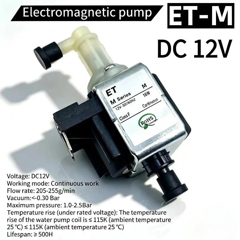 ET-M Miniature Electromagnetic Water Pump, DC 12V 50/60Hz 16W Electromagnetic Pump, Methanol Stove Pump