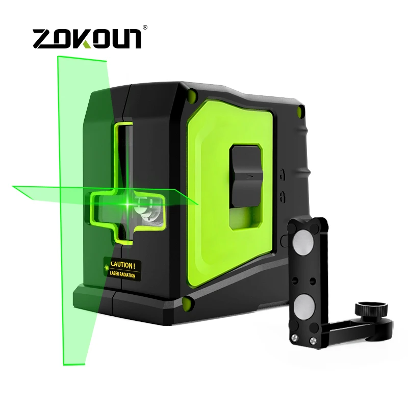 ZOKOUN Two Lines Green Beam Laser Level Horizontal & Vertical Cross-Line Self-Leveling with Magnetic Bracket Outdoor Pulse Mode