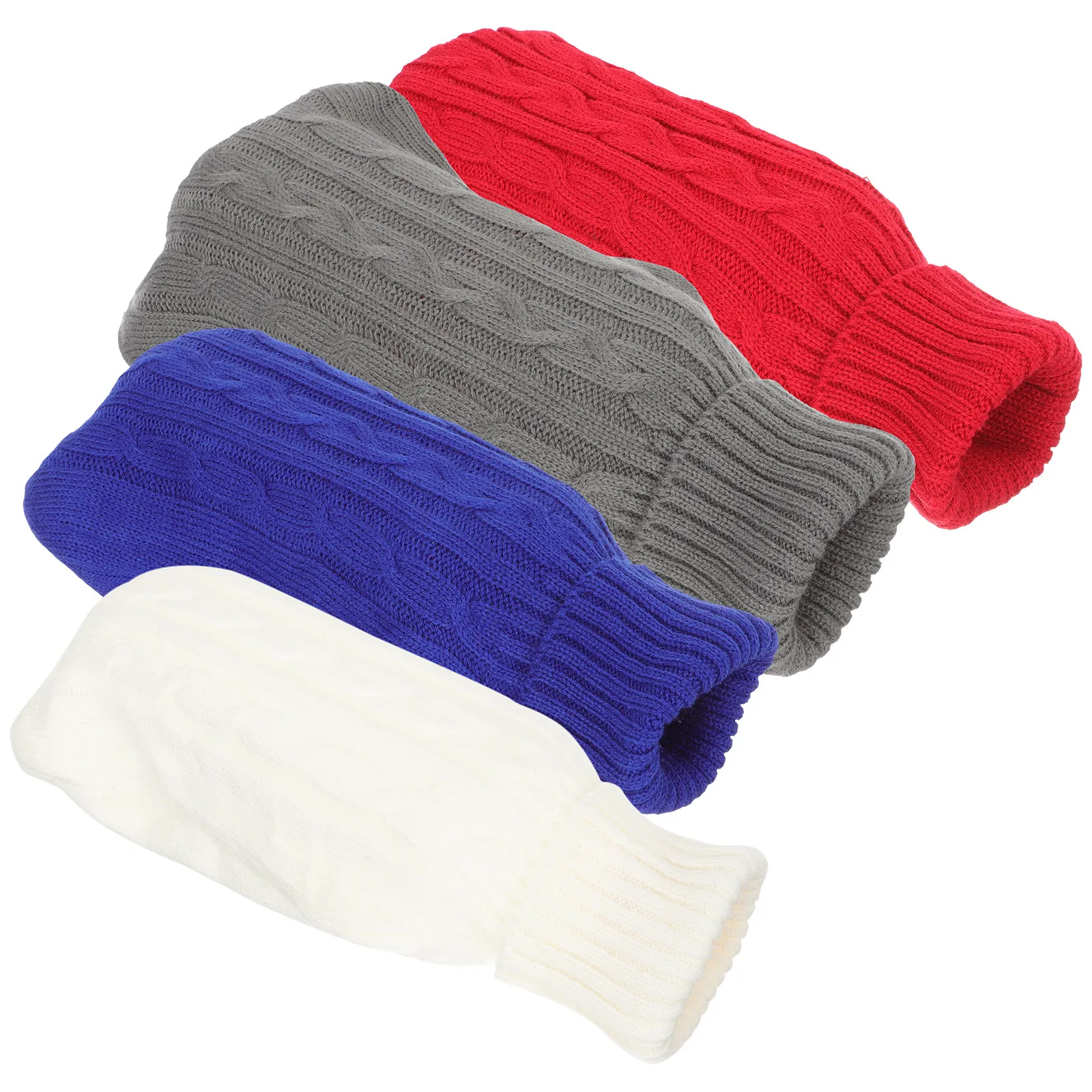 

4Pcs Hot Water Bottle Knitted Cover Premium Cotton Knit Sleeve Detachable Washable Portable Winter Hand Warmer Accessory