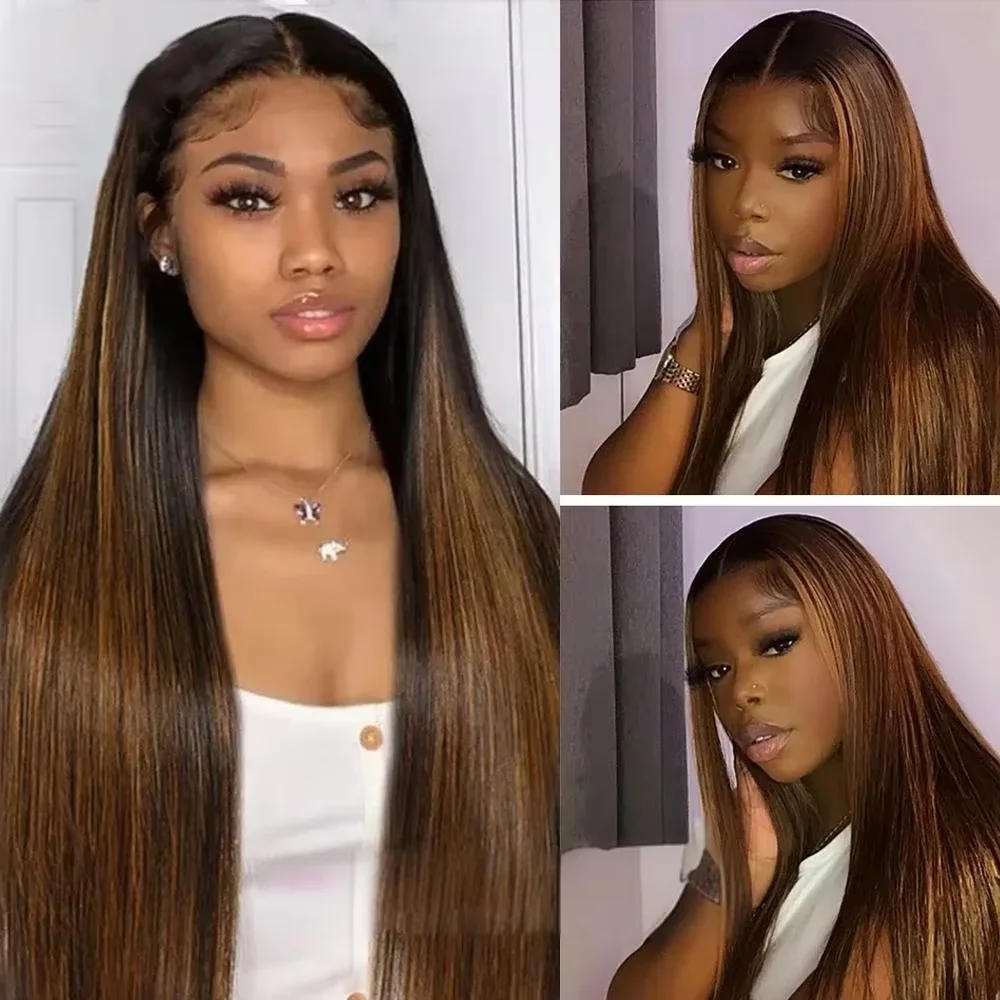 FB 30 Straight Wig 100% Human Hair Straight Honey Blonde Lace Front Wigs 13x6 HD Transparent Lace Frontal Wigs For Women 50 inch