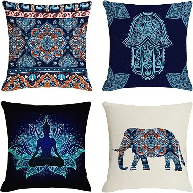 

Bohemian Printed Cushion Covers Chair Living Room Pillowcase Cozy Zipper Sofa Pillow Covers Bedroom Indoor Home Decortions