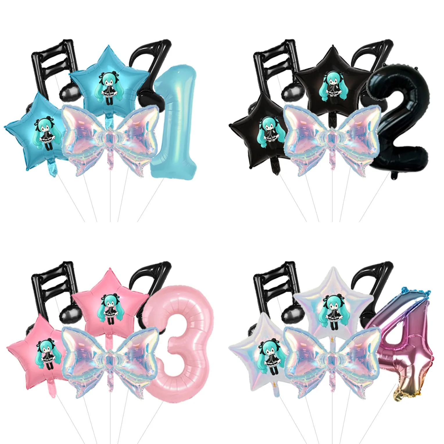 kit-de-baloes-de-aniversario-vocaloid-hatsune-miku-com-fita-decorativa-baloes-impressos-em-azul-teal-e-balao-de-folha-miku