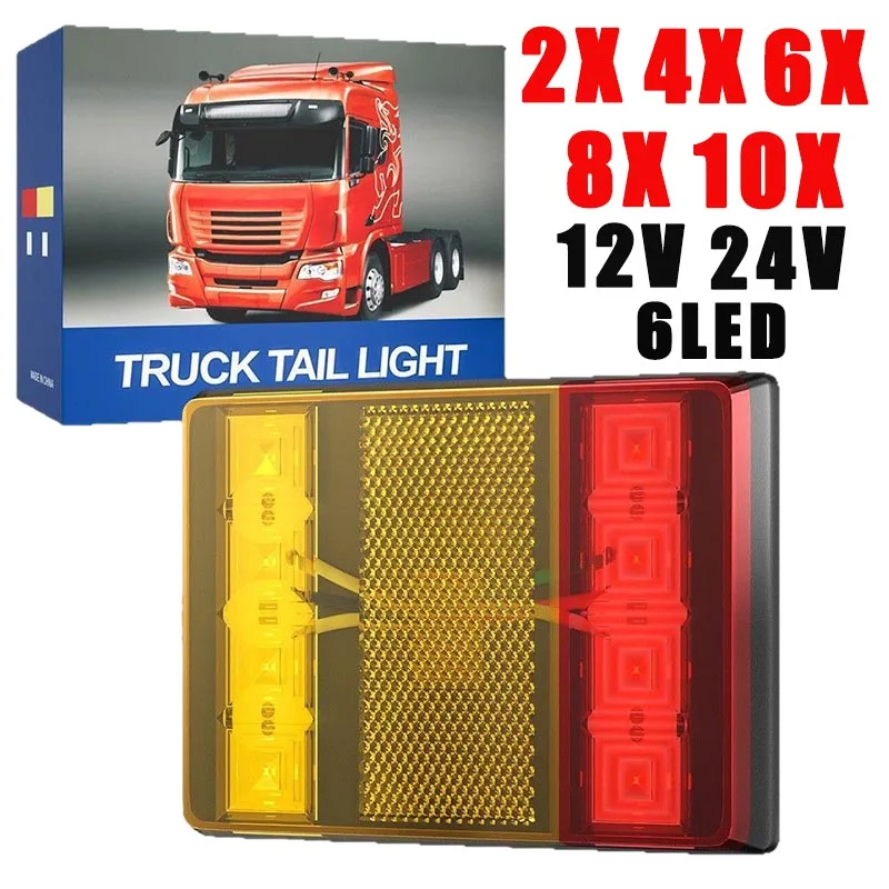 

2/4/6/8/10X Waterproof 8LED Tail Light Rear Lamps Pair Boat Trailer 12V/24V Rear Parts for Trailer Truck Car Lighting Waterproof