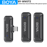 BOYA Wireless Lapel Microphone for iPhone Android Type-C Smartphone DSLR Camera PC Laptop Youtube Recording Streaming BY-WM3T2