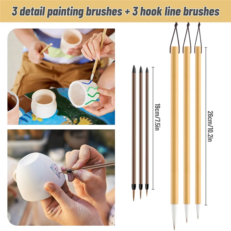 

LICE-15Pcs Pottery Glaze Brushes Paint Brushes Set - Brushes Painting Tools, For Acrylic Painting Watercolor