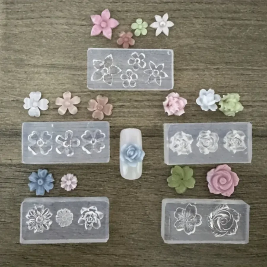 

5PCS Unique DIY 3D Silicone Nail Art Molds Kit - Create Versatile Decorative Designs - Professional-Quality Easy-to-Use Tools fo