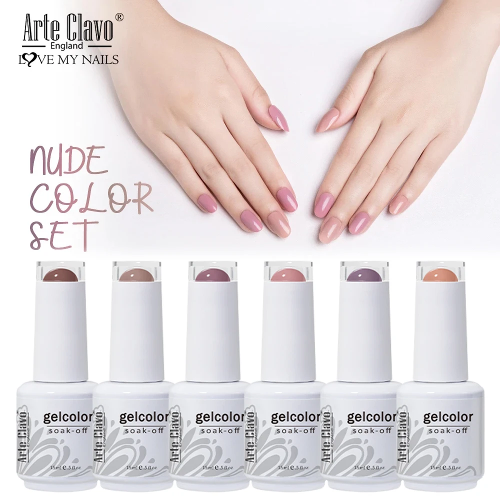 

Arte Clavo 6pcs/Set Nude Gel Nail UV Polish Pink Brown Colors Series Gel Polishes Hybrid Nails Art Manicure Gel Varnish Soak Off