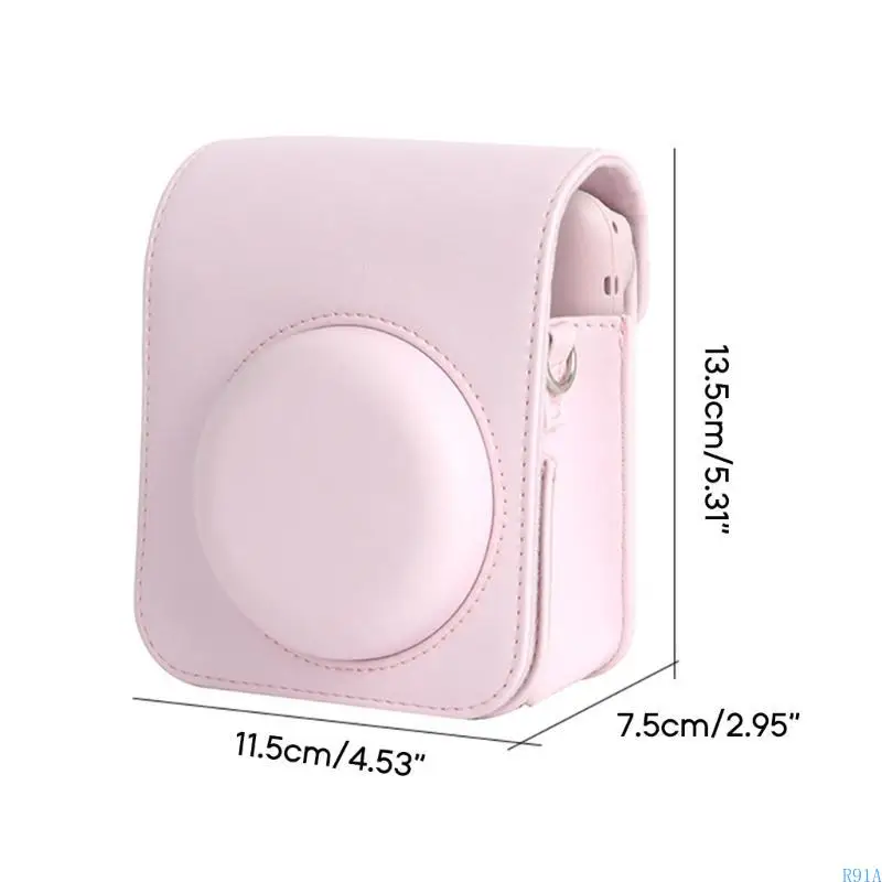 R91A PU Lederkamera Hülle für Mini 12 Instantkamera Silikonbeutel mit verstellbarem Schultergurt und Tasche