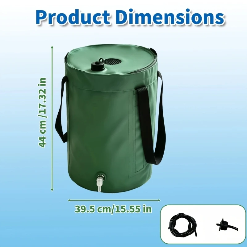 E1PC Portable PVC Rainwater Container with Side Carry Grips for Water Storage, Balcony Garden Care and Routine Yard Watering