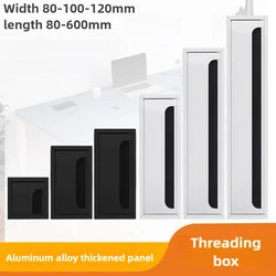1PCS luminum Alloy PC Desk Rectangle Wire Cable Grommet Office Table Hole Cover Outlet Port with Black Brush Square
