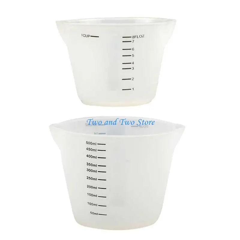 HX6F Resin Mixing Cups 500ml & 250ml Large Silicone Measuring Cups for Acrylic Paint Pouring Cup Making Nonstick Reusable