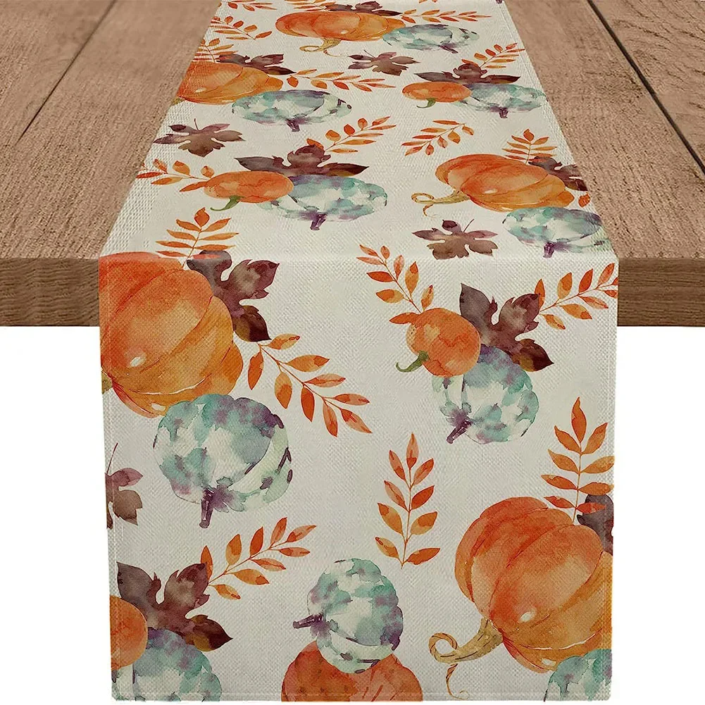 Halloween Table Runner 33x229cm Autumn Halloween Vintage Table Cover Dining Table Flag Decoration Tablecloth Party Decor