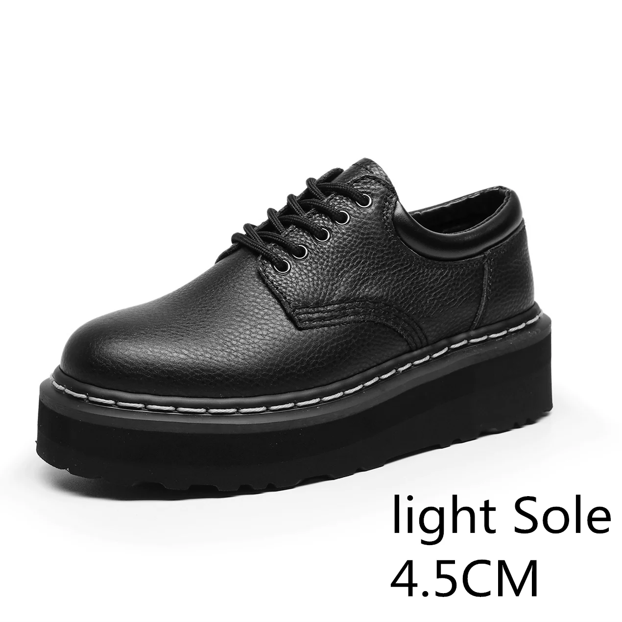 Unisex  Platform cowhide Women\'s Leather Shoes Thick Leather Shoes Black Mary Jane shoes Sole Large Men\'s Shoes 34-44