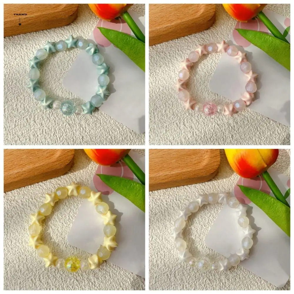 

Y2K Colorful Stars Beaded Bracelets Cute Sweet Stars Hand Chain Personality Double Spell Design Stackable Bangle