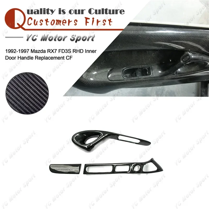 

Car Accessories Carbon Fiber Interior Trim 3pcs Fit For 1992-1997 RX7 FD3S RHD Inner Door Handle Replacement