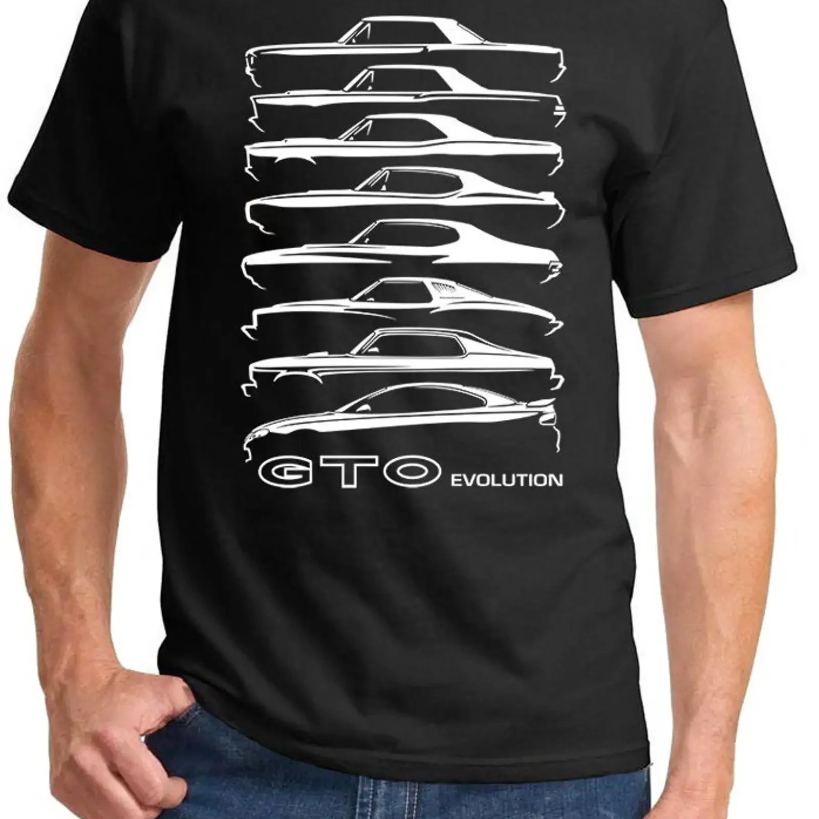 T-shirt vintage 1964 04 GTO Evolution Classic Outline Design, style streetwear délavé, graphisme élégant, extensible et polyvalent