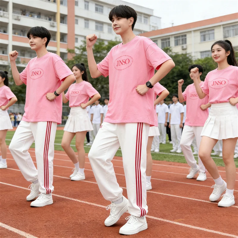 

Корейская спортивная футболка с коротким рукавом для женщин, для танцевальных выступлений, спортивная одежда для студентов, для занятий фитнесом, школьная спортивная форма