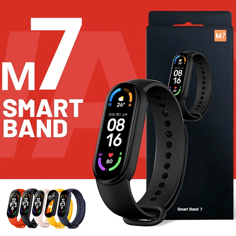 Mulheres relógio de pulso de fitness masculino m7 freqüência cardíaca smartwatch rastreador de fitness pressão arterial esporte pulseira inteligente chamada mensagem lembrete