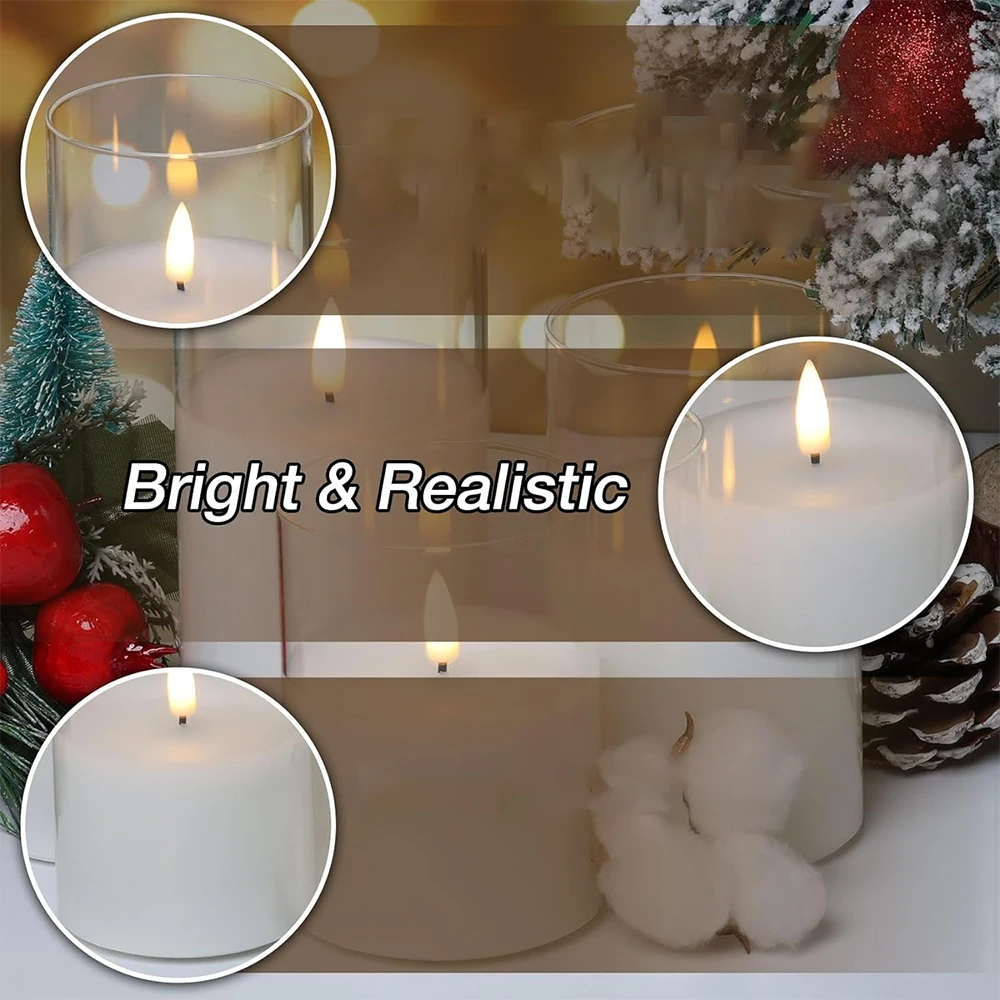 3 шт. мерцающие беспламенные свечи с дистанционным управлением и таймером, светодиодные свечи на батарейках для романтического атмосферного домашнего декора