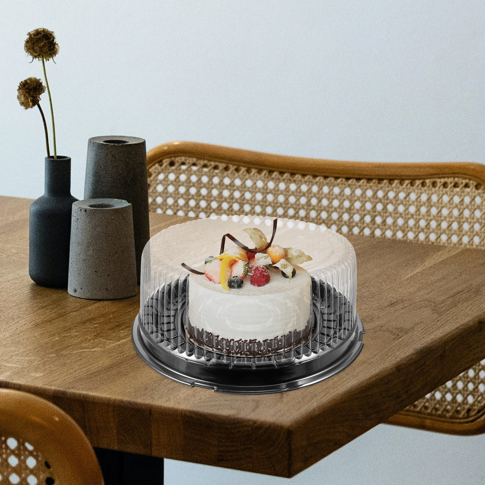 

10pcs Cheese Packaging Boxes 8Inch Transparent Plastic Cake Containers With Lids For Cupcake Cake Slice Carrier Party Favors