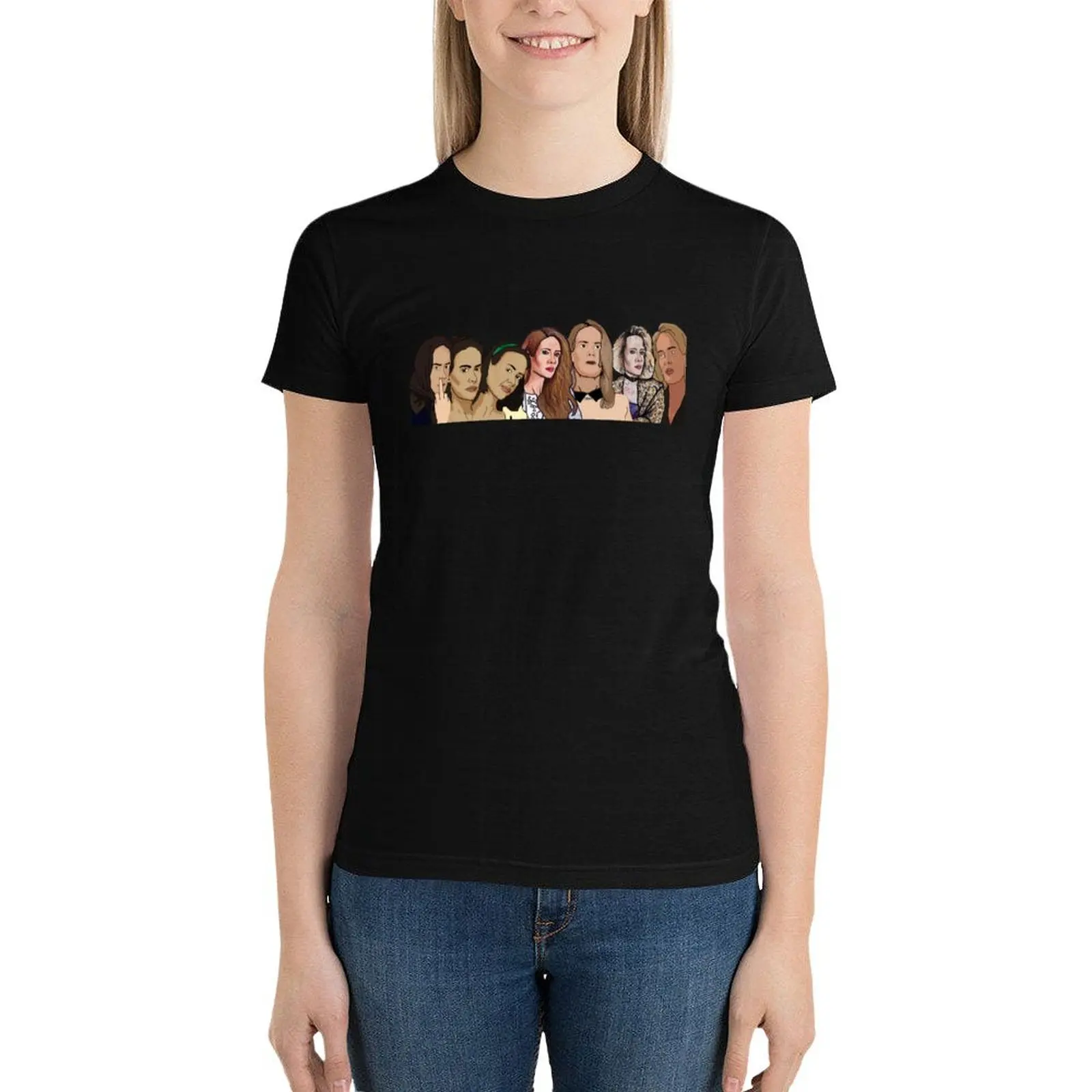 Ahs fã art t-shirt para as mulheres, blusa, tops bonitos, moda coreana, roupas de verão